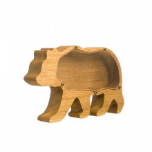 Tirelire en forme d’ours en bois|miniature et deco